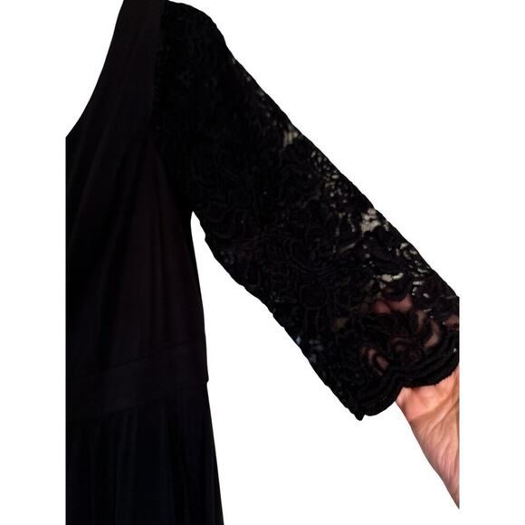 Jessica Howard Women Lace Sleeve V-Neck Wide Leg Jersey Jumpsuit SZ 16 Black - Picture 6 of 10